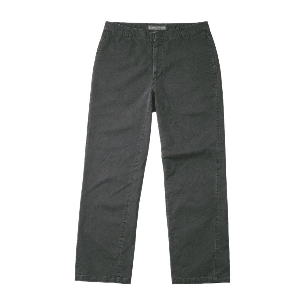 Fossil Mens 38x32 Black Chino Pants Wide Leg Casual Workwear Classic Fit